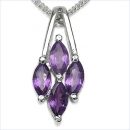 Collier/Kette Anhänger 4 Amethyste 925Silber-Rhod.-1 Karat
