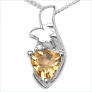Collier/Kette Anhänger Diamant-Citrin 925 Silber/Rhodiniert