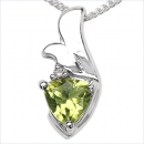 Collier/Kette Anhänger Diamant-Peridot 925 Silber/Rhod.0,71Karat