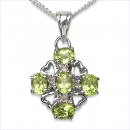 Collier/Kette Herzen-Diamant/Peridot-Anhänger-1,20 Karat