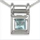 Collier/Kette mit Blautopas-Anhänger 925-Silber Rhodiniert-0,75 Karat