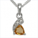 Collier/Halskette mit 3 Diamanten/Citrin-Anhänger-0,50Karat