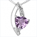 Collier/ Halskette mit 5 Diamanten/ Amethyst-Anhänger-0,48 Karat