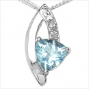 Collier/ Halskette mit 5 Diamanten/ Aquamarin-Anhänger-0,53 Karat