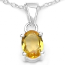 Collier/Kette mit ovalen Citrin-Anhänger 925-Silber Rhodin.-0,85 Karat