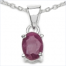 Collier/Kette-Anhänger echter Rubin-Silber-Rhodiniert-1,00 Karat