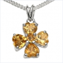 Collier/Kette Blume-Citrin-Anhänger 925 Silber-Rhodin.-1,07Karat