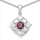 Collier/Kette-Anhänger Rubin-925 Silber-Rhod.-1,18 Karat