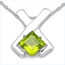 Collier/Kette Anhänger-grüner Peridot 925 Silber 1,25 Karat