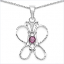 Collier/Kette-Anhänger mit rosa/pink Topas-Schmetterling-Silber-Rhodiniert