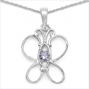 Collier/Kette-Anhänger Tansanit-Schmetterling-Silber-Rhodiniert