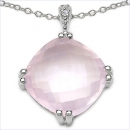 Collier/Kette mit Diamant/Rosenquarz-Anhänger 10 Karat