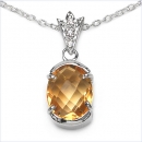 Collier/Halskette mit Anhänger-Citrin (Sonnenstein)-Zirkonia-2,53 Karat