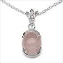 Collier/Halskette m.Anhänger-Rosenquarz-Zirkonia/3,28 Karat