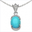 Collier/Halskette mit Anhänger-Türkis-Zirkonia-2,57 Karat