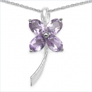 Collier/Kette Kleeblatt/Blume-Amethyst-Silb.3,40 Karat