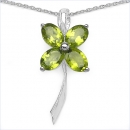 Collier/Kette Kleeblatt/Blume-Peridot-Anhänger,Silb.3,40Karat