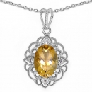 Collier/Kette mit Citrin (Sonnenstein)/Weißtopas-Anhänger-6,32 Karat