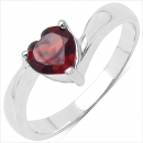 Edler Granat-Herz-Ring-925 Silber Rhodiniert-0,80 Karat