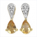 Ohrringe/Ohrstecker mit Diamant/Citrin 0,84 Karat Silber-vergoldet 10 Karat
