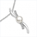 Edles Süßwasser-Perle-Zirkonia Collier Silber-Rhodiniert