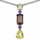 Collier/Kette Anhänger-Lemonquarz/Zitronenquarz/Amethyst/Rauchquarz-9,38 Karat