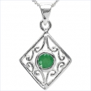 Collier/Kette mit romantischen Smaragd-Anhänger 925 Silber/Rhodiniert-0,25 Karat
